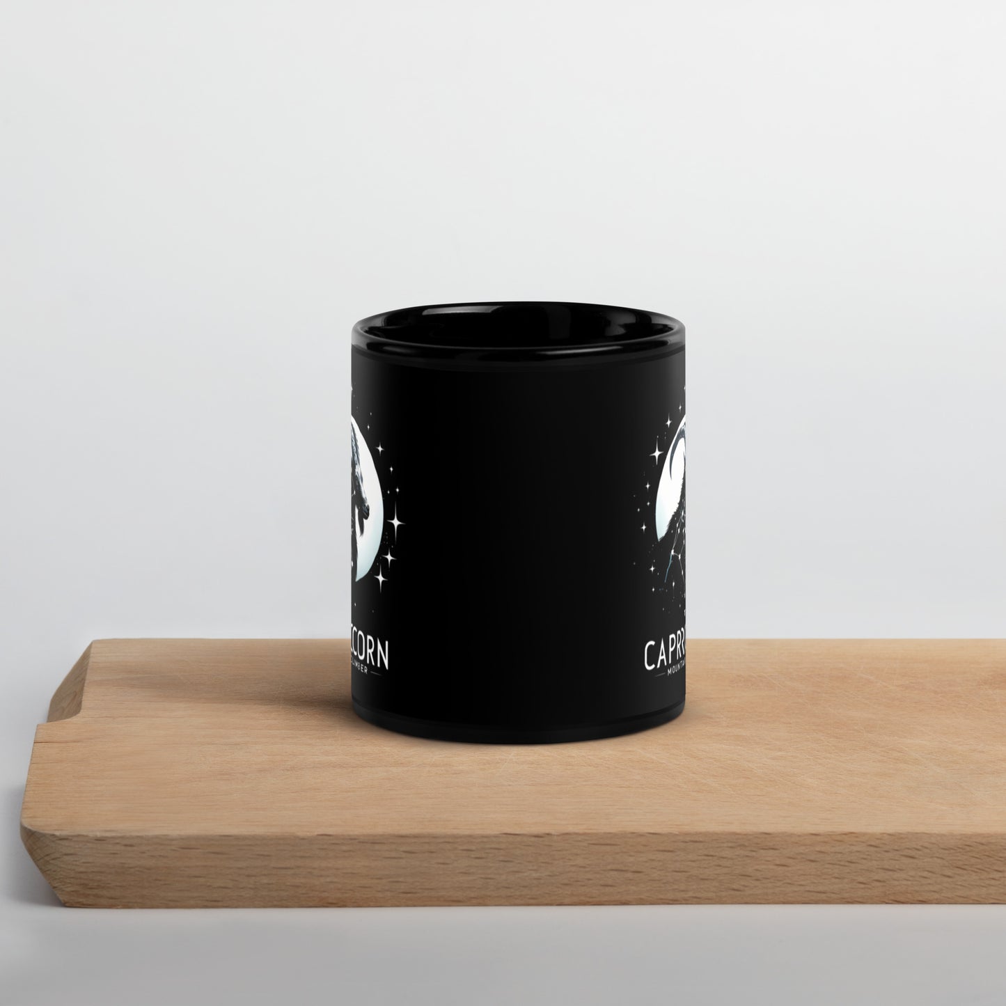 Capricorn Mountain Climber Lunar Black Coffee Mug