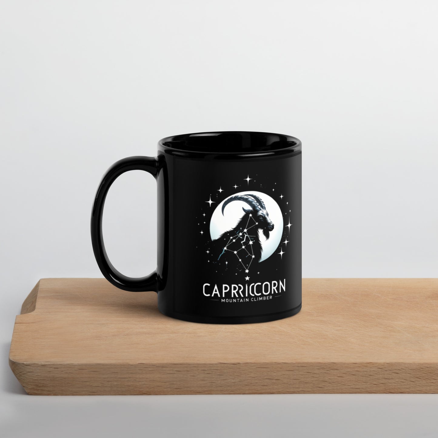 Capricorn Mountain Climber Lunar Black Coffee Mug