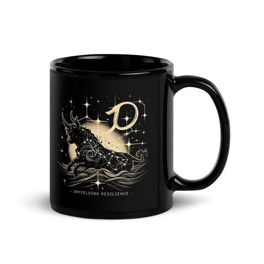 Taurus Gold Emblem Black Glossy Mug