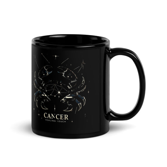 Cancer Zodiac Healing Touch Black Coffee Mug