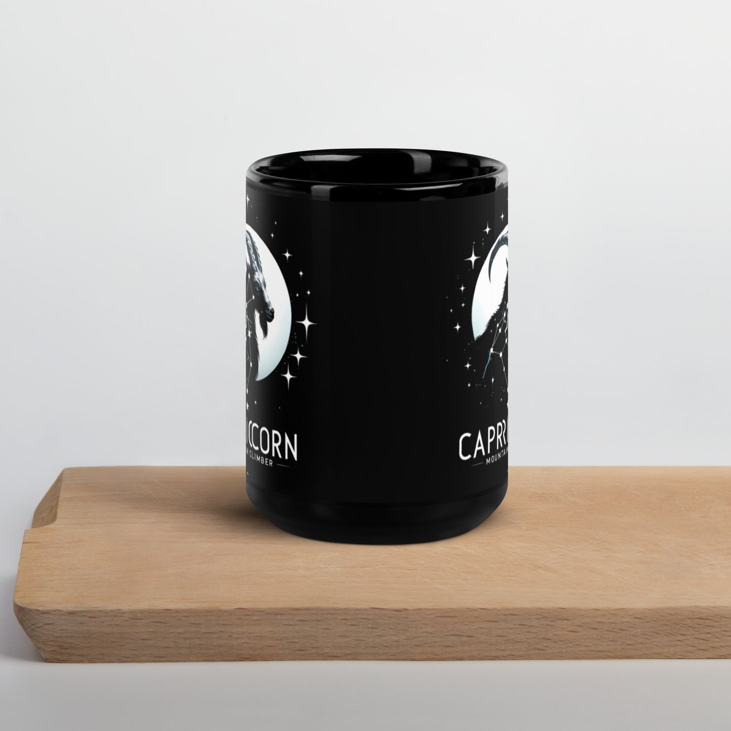 Capricorn Mountain Climber Lunar Black Coffee Mug