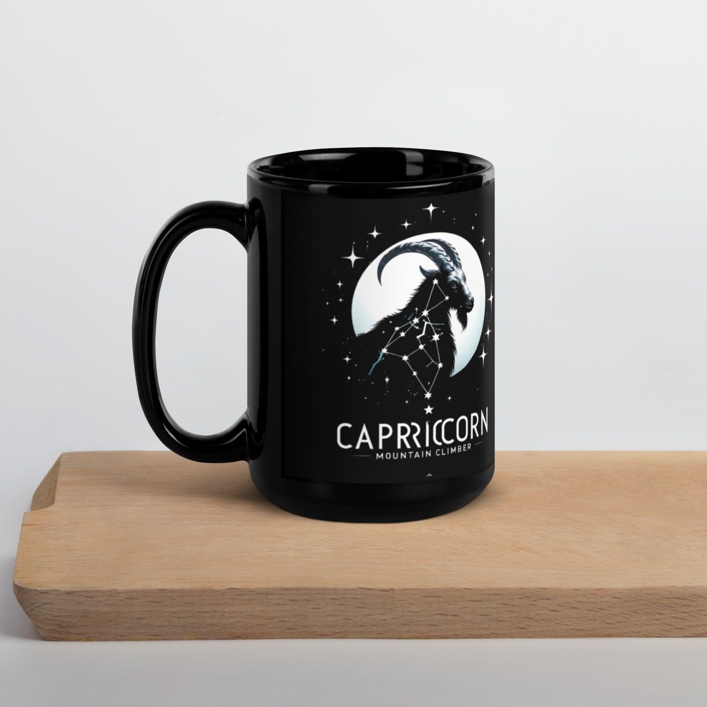 Capricorn Mountain Climber Lunar Black Coffee Mug