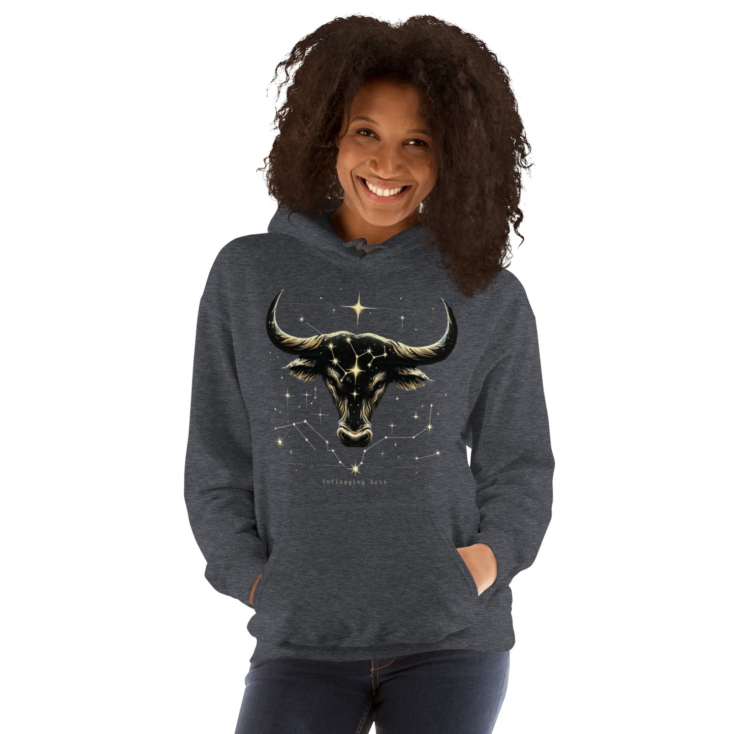 Unisex Taurus Tenacity Hoodie - Starlit Comfort for the Determined