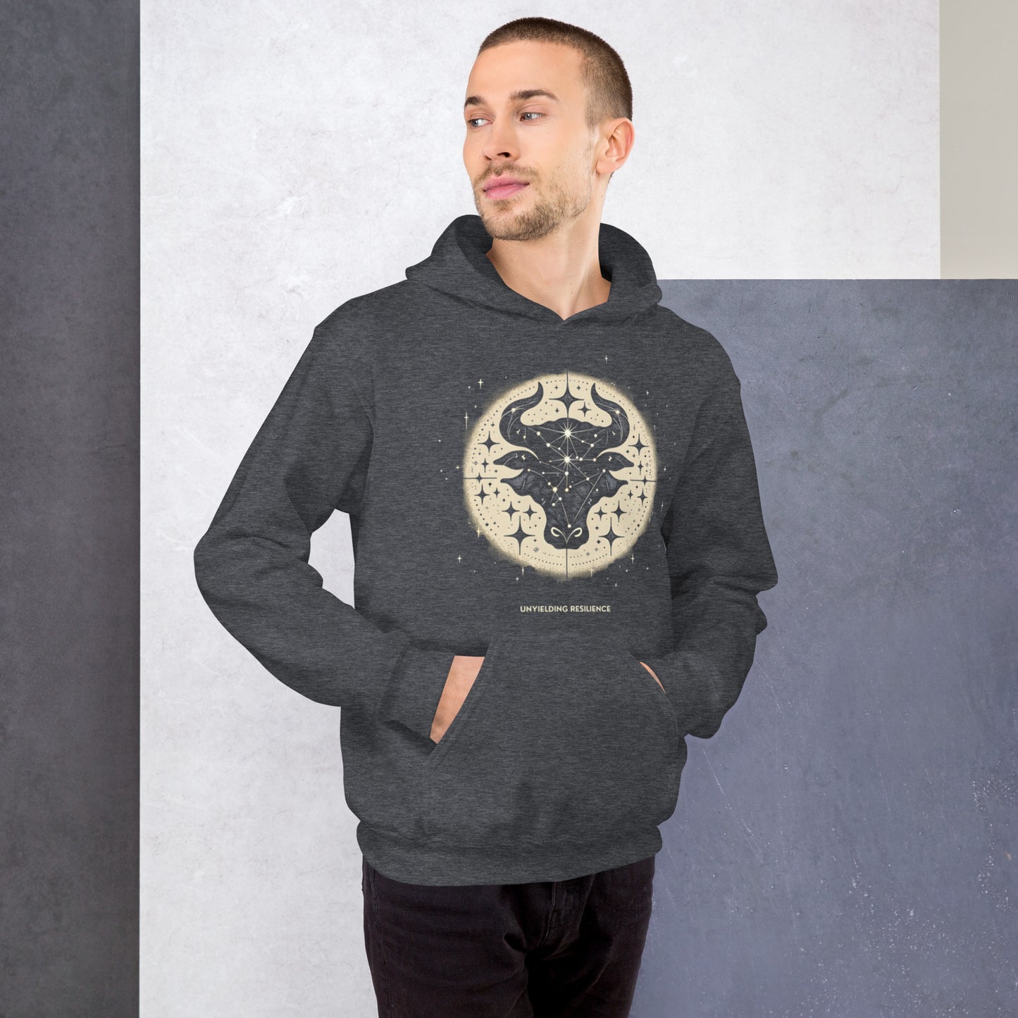 Unisex Astral Taurus Hoodie - Unfolding Resilience in Cosmic Style