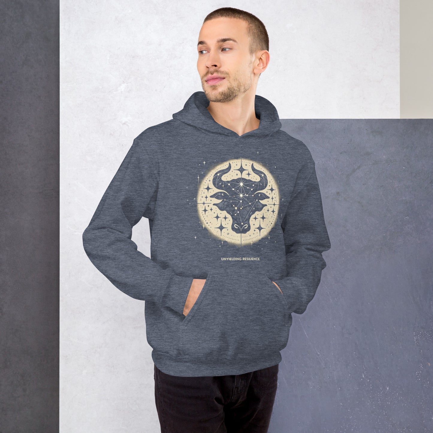 Unisex Astral Taurus Hoodie - Unfolding Resilience in Cosmic Style