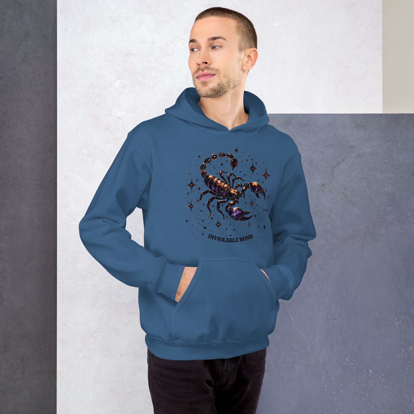 Unisex Scorpio Intertwined Stars Hoodie – Embrace the Power of Indomitable Will