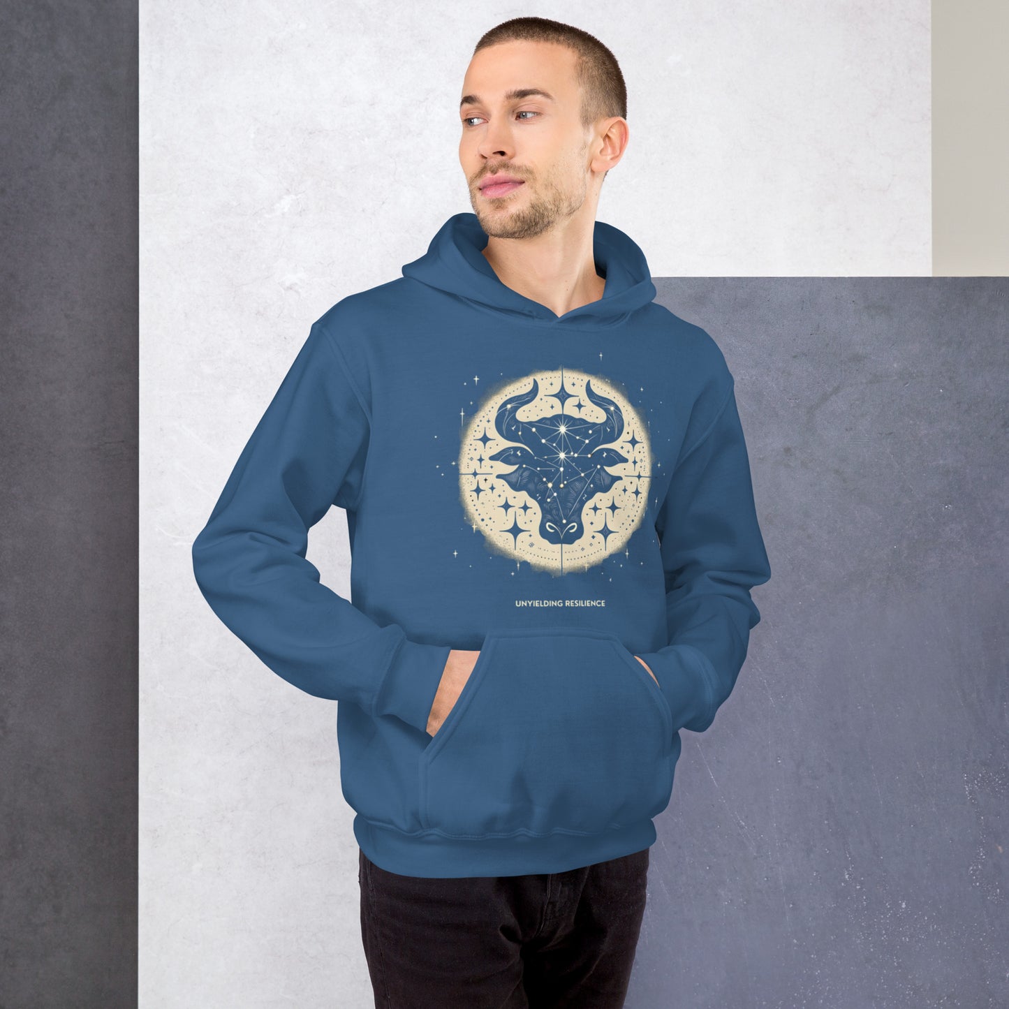 Unisex Astral Taurus Hoodie - Unfolding Resilience in Cosmic Style