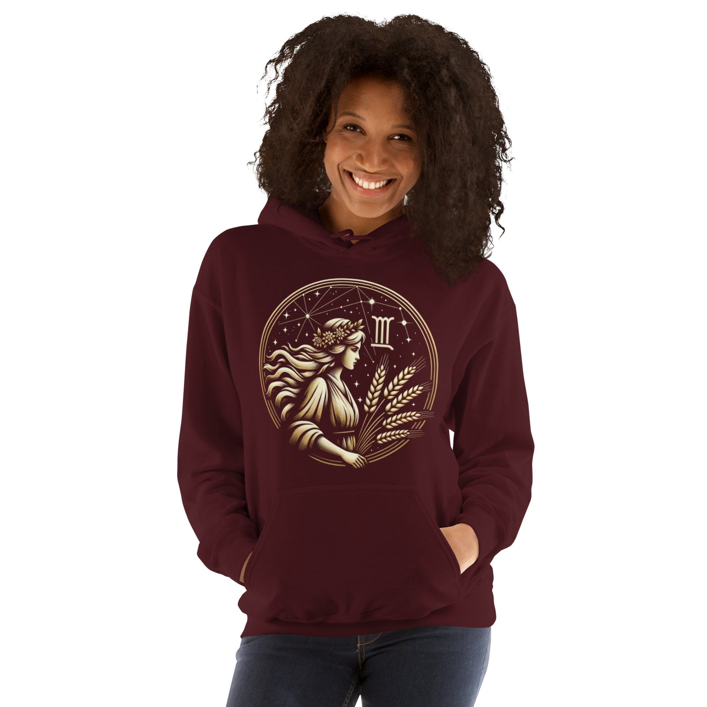 Unisex Virgo Maiden Harvest Hoodie – Earthy Elegance for the Analytical Mind