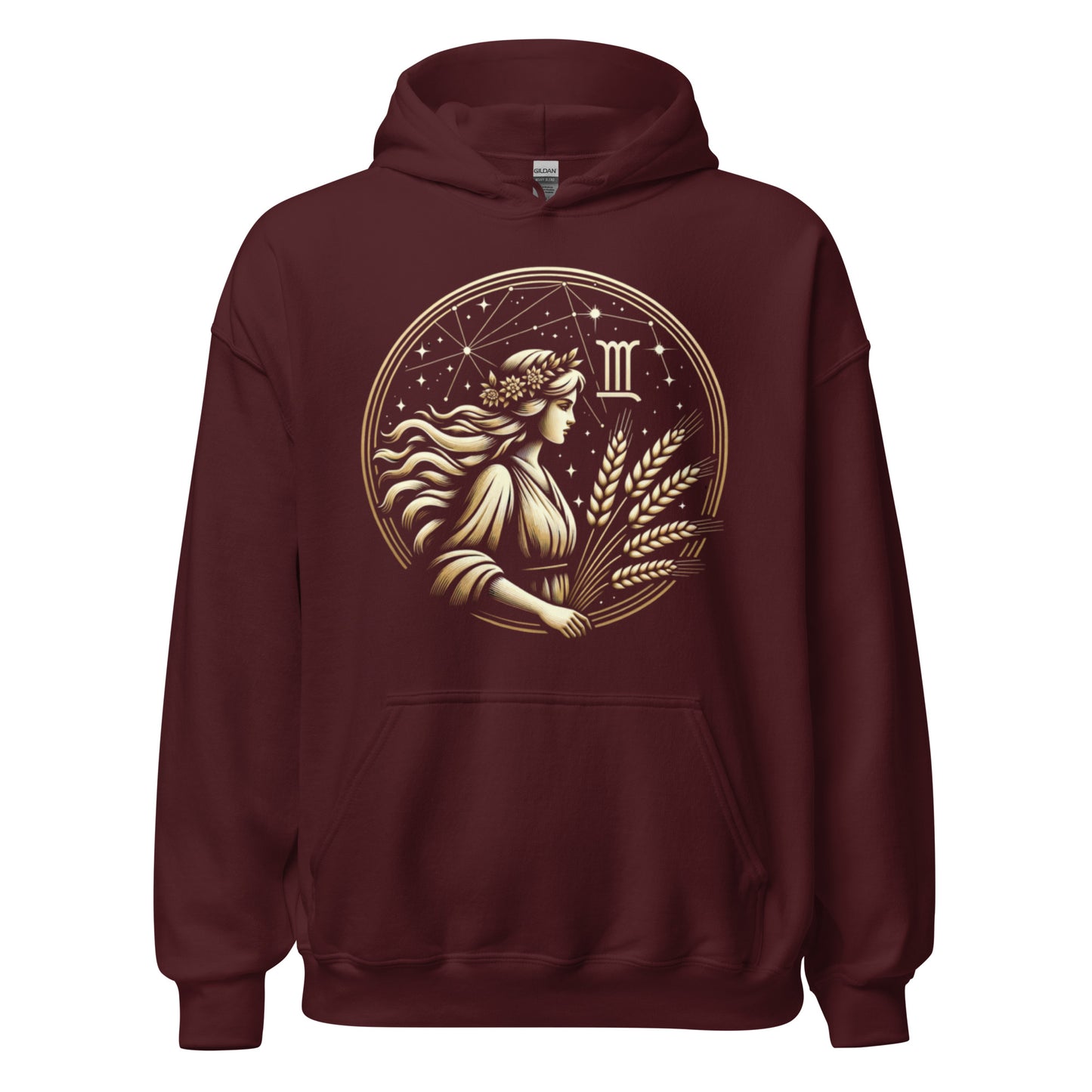 Unisex Virgo Maiden Harvest Hoodie – Earthy Elegance for the Analytical Mind