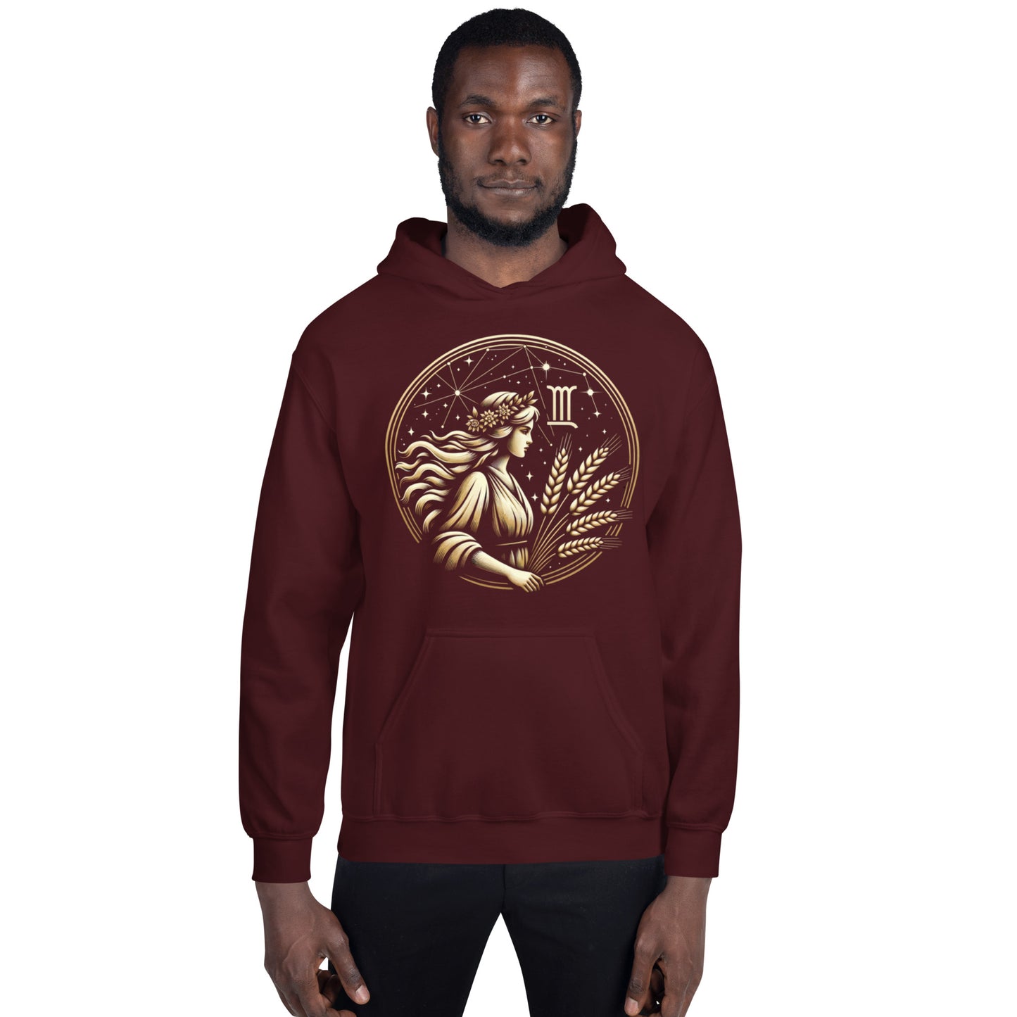 Unisex Virgo Maiden Harvest Hoodie – Earthy Elegance for the Analytical Mind