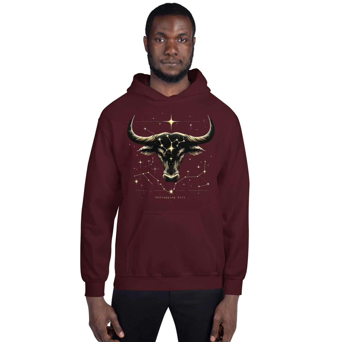 Unisex Taurus Tenacity Hoodie - Starlit Comfort for the Determined