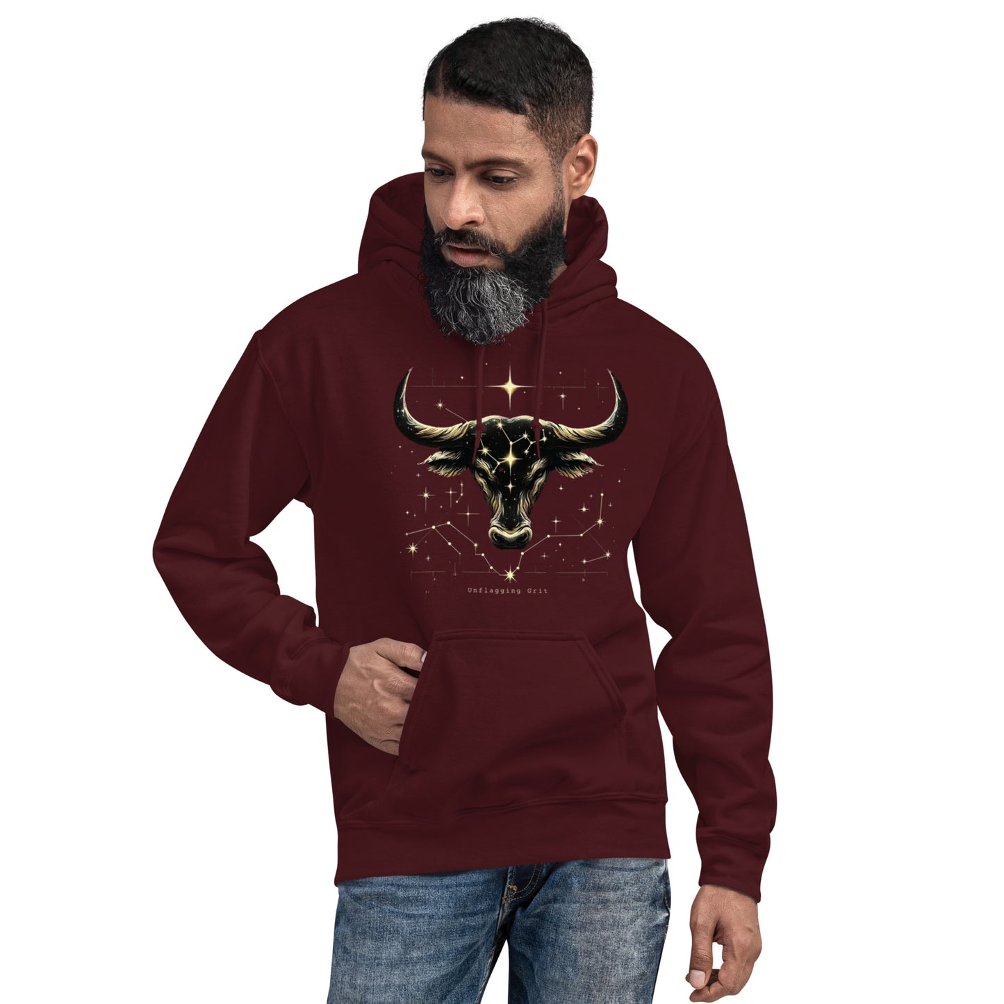 Unisex Taurus Tenacity Hoodie - Starlit Comfort for the Determined