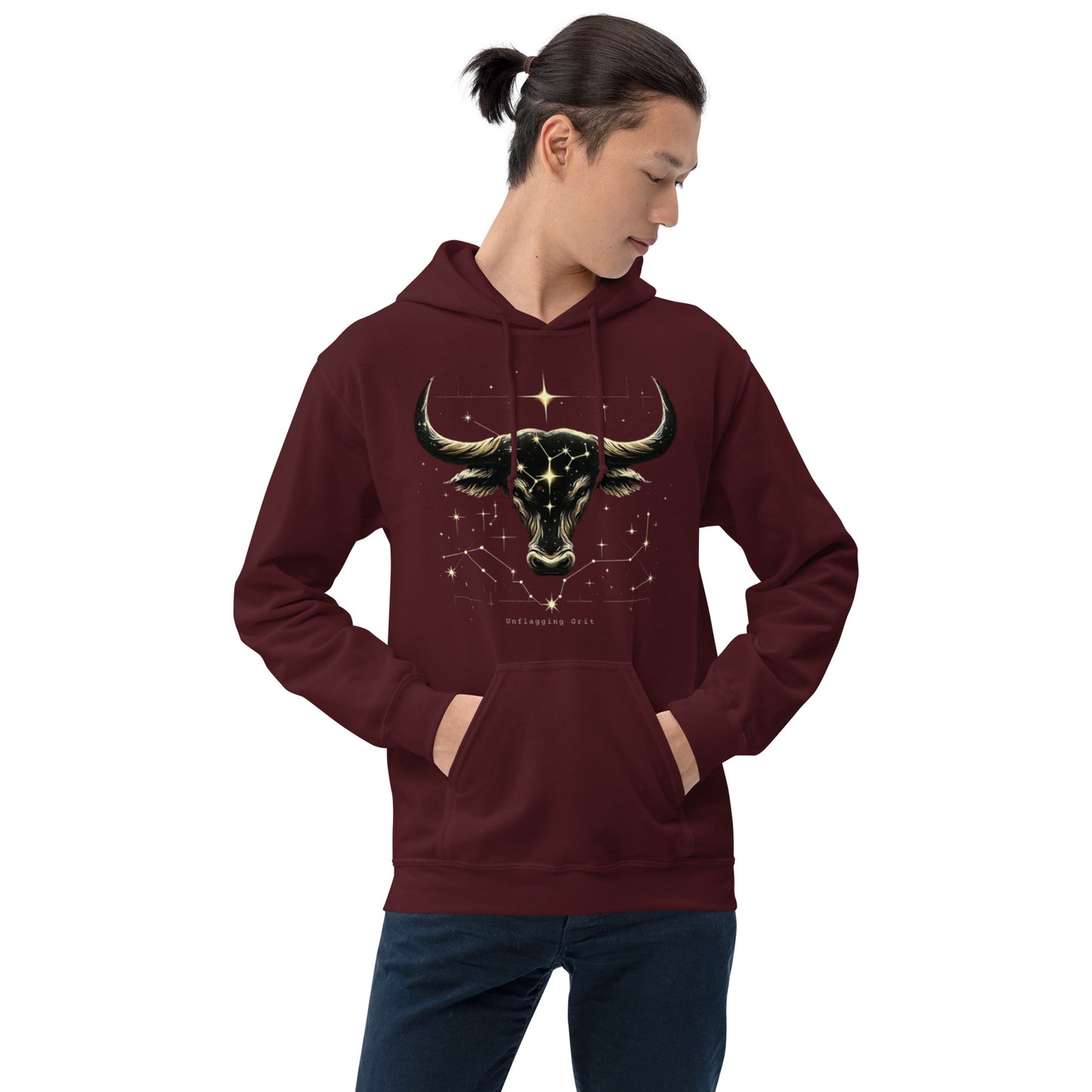 Unisex Taurus Tenacity Hoodie - Starlit Comfort for the Determined