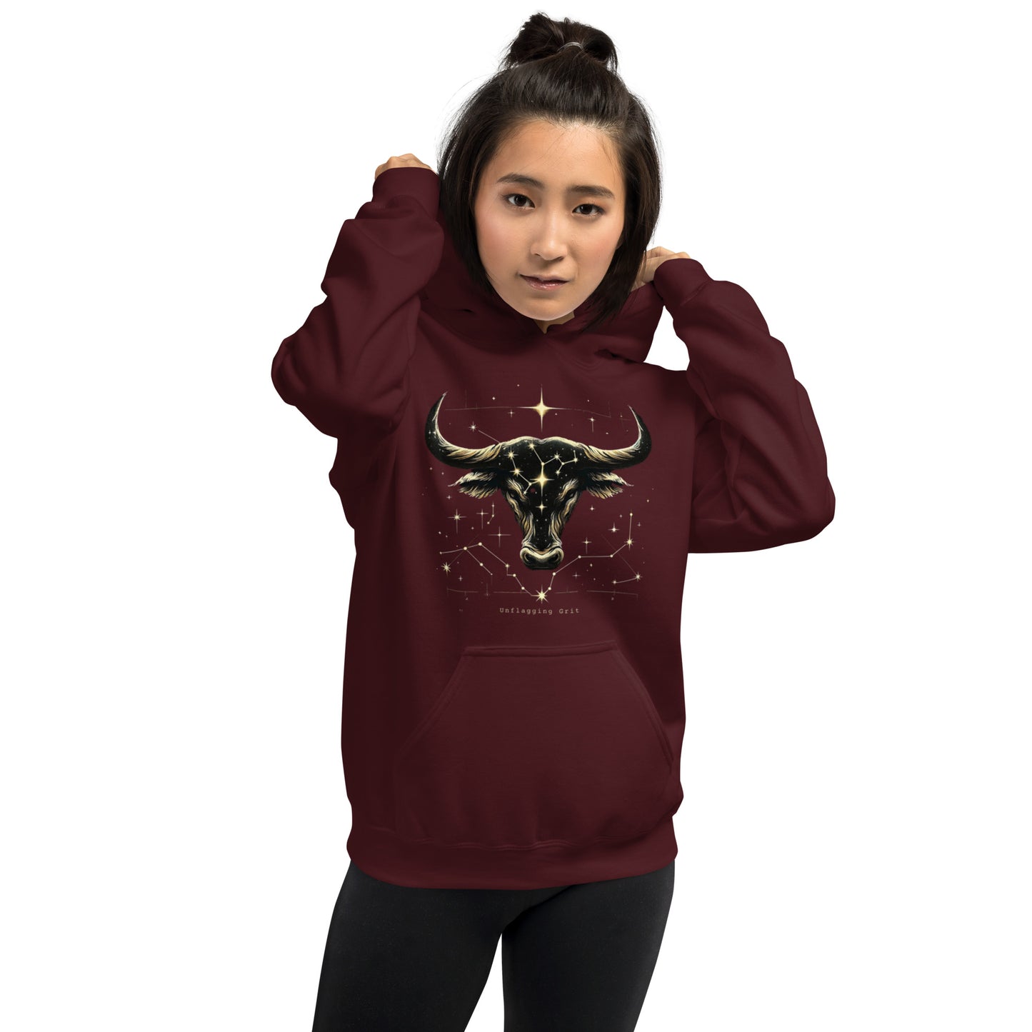 Unisex Taurus Tenacity Hoodie - Starlit Comfort for the Determined