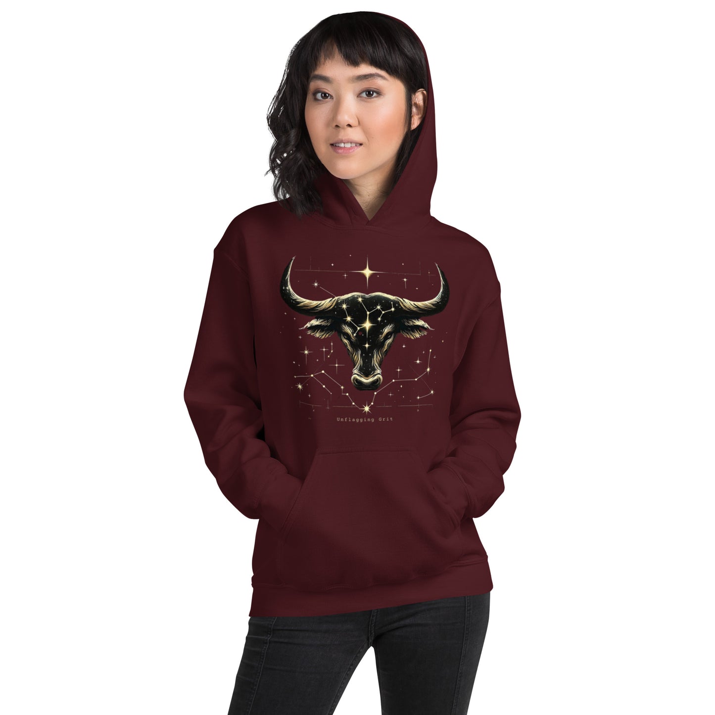 Unisex Taurus Tenacity Hoodie - Starlit Comfort for the Determined