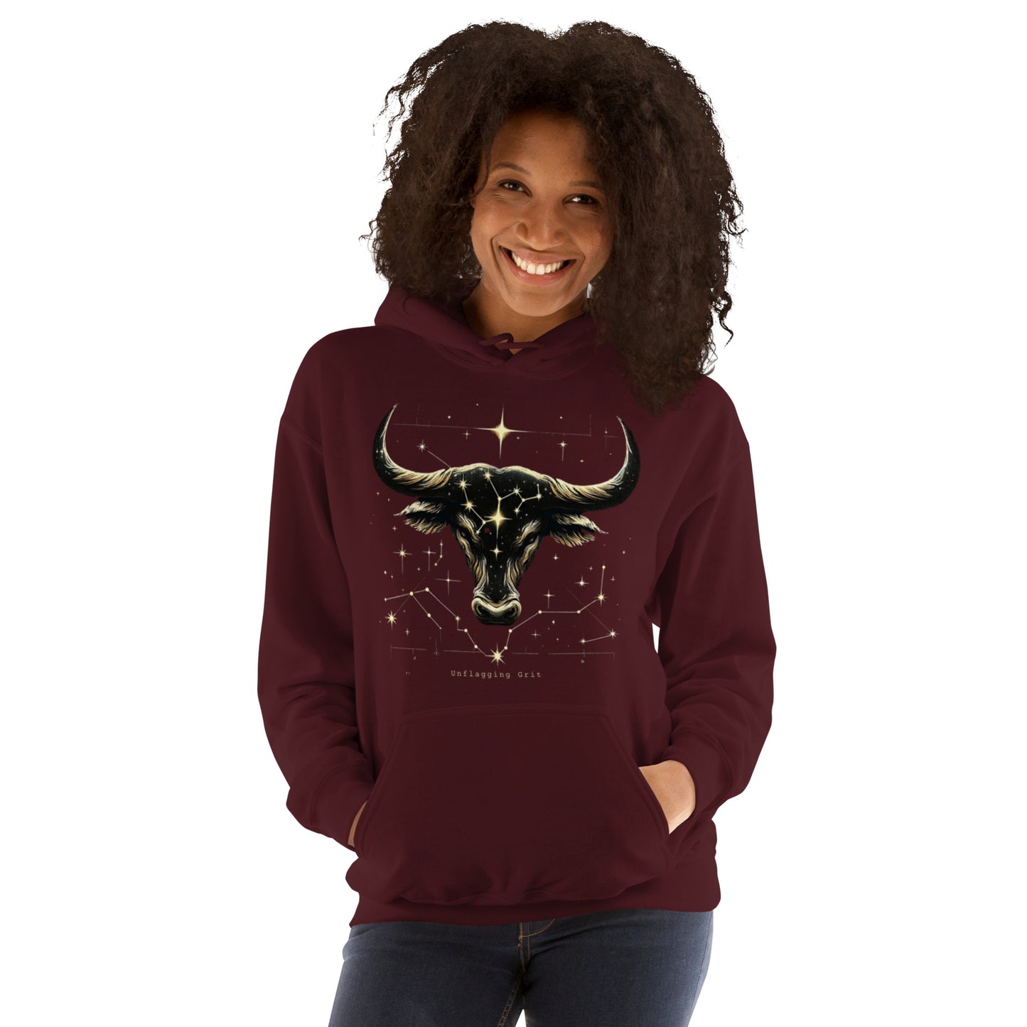 Unisex Taurus Tenacity Hoodie - Starlit Comfort for the Determined