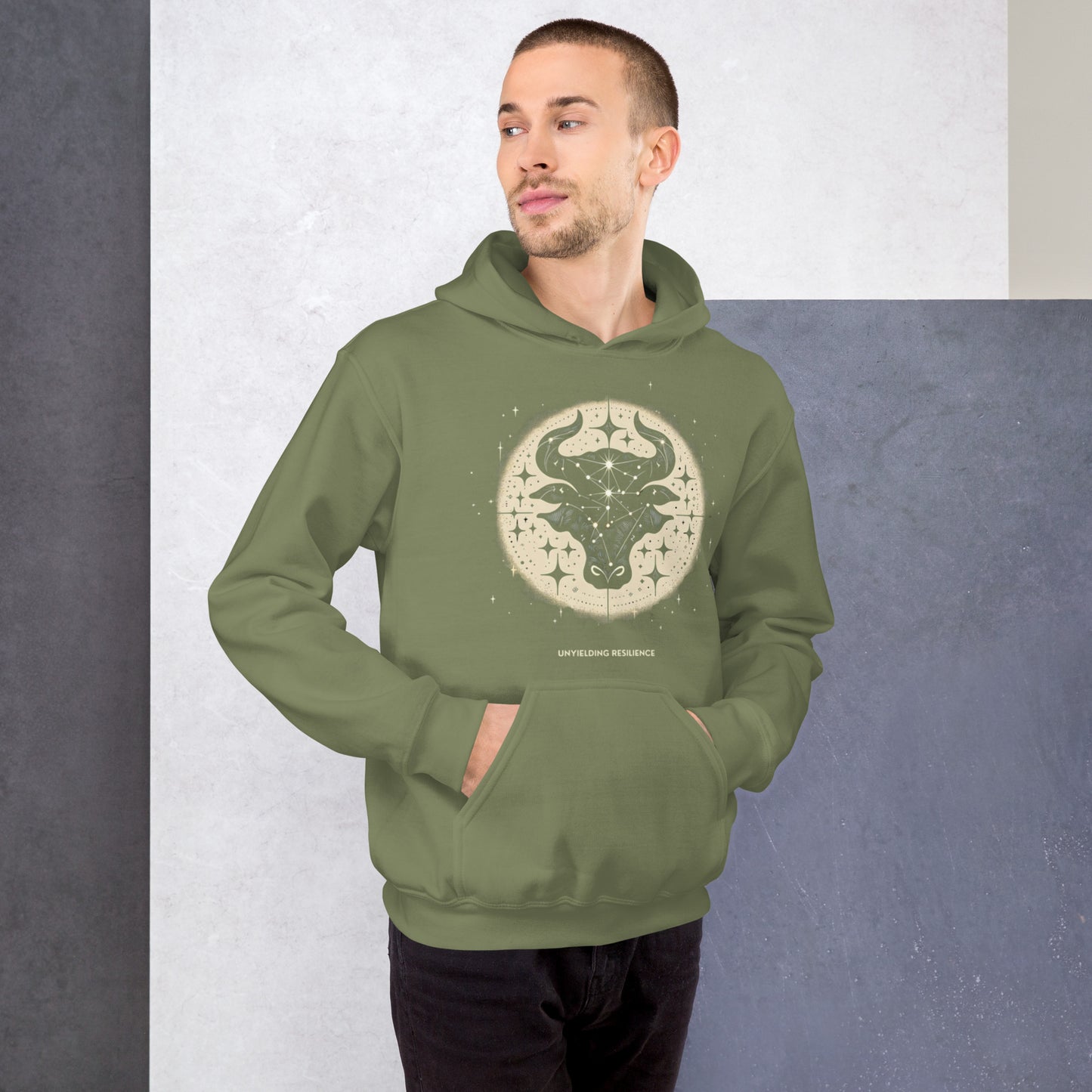 Unisex Astral Taurus Hoodie - Unfolding Resilience in Cosmic Style