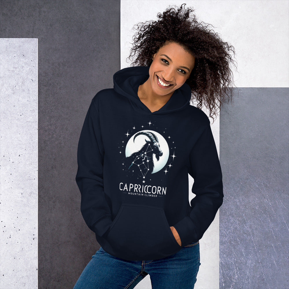 Unisex Capricorn Moonlit Hoodie - Cosmic Climb