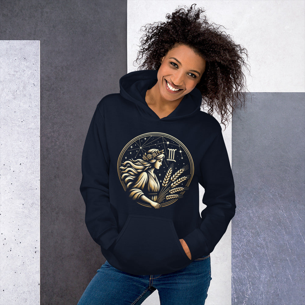 Unisex Virgo Maiden Harvest Hoodie – Earthy Elegance for the Analytical Mind