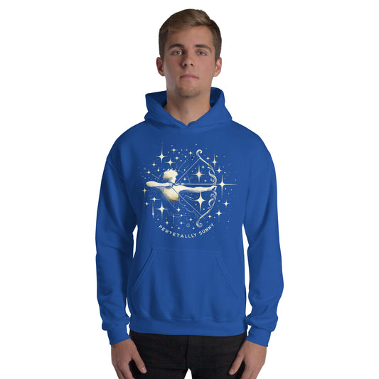 Unisex Sunlit Sagittarius Hoodie - Perpetually Sunny Archery Design"