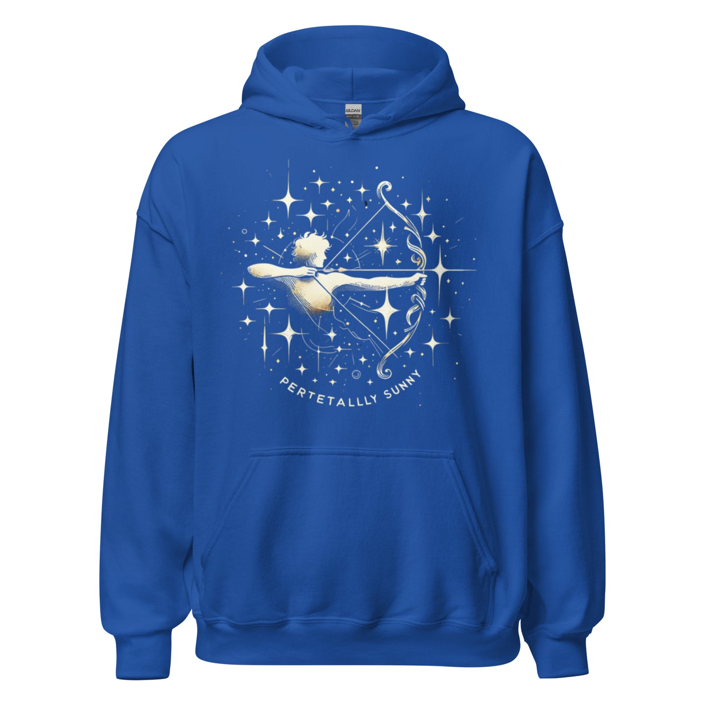 Unisex Sunlit Sagittarius Hoodie - Perpetually Sunny Archery Design"