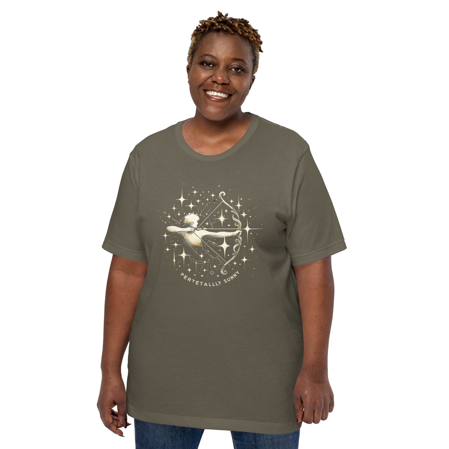 Unisex Perpetually Sunny Sagittarius T-Shirt – The Archer's Spark | Star Sign Series