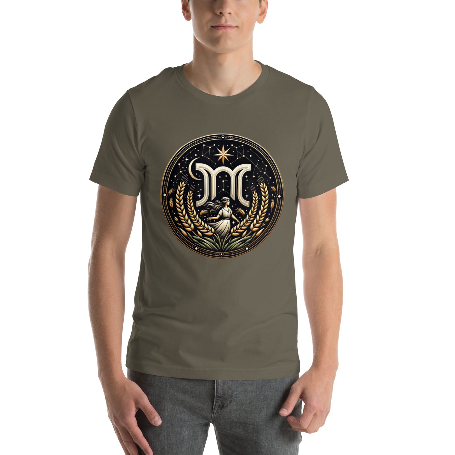 Unisex Virgo's Golden Wheat – Elegance & Wisdom Zodiac T-Shirt