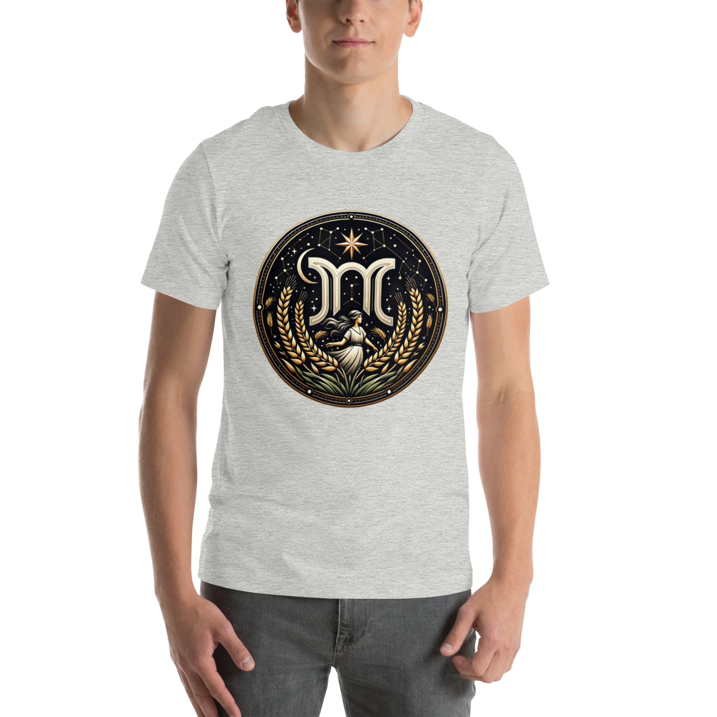 Unisex Virgo's Golden Wheat – Elegance & Wisdom Zodiac T-Shirt