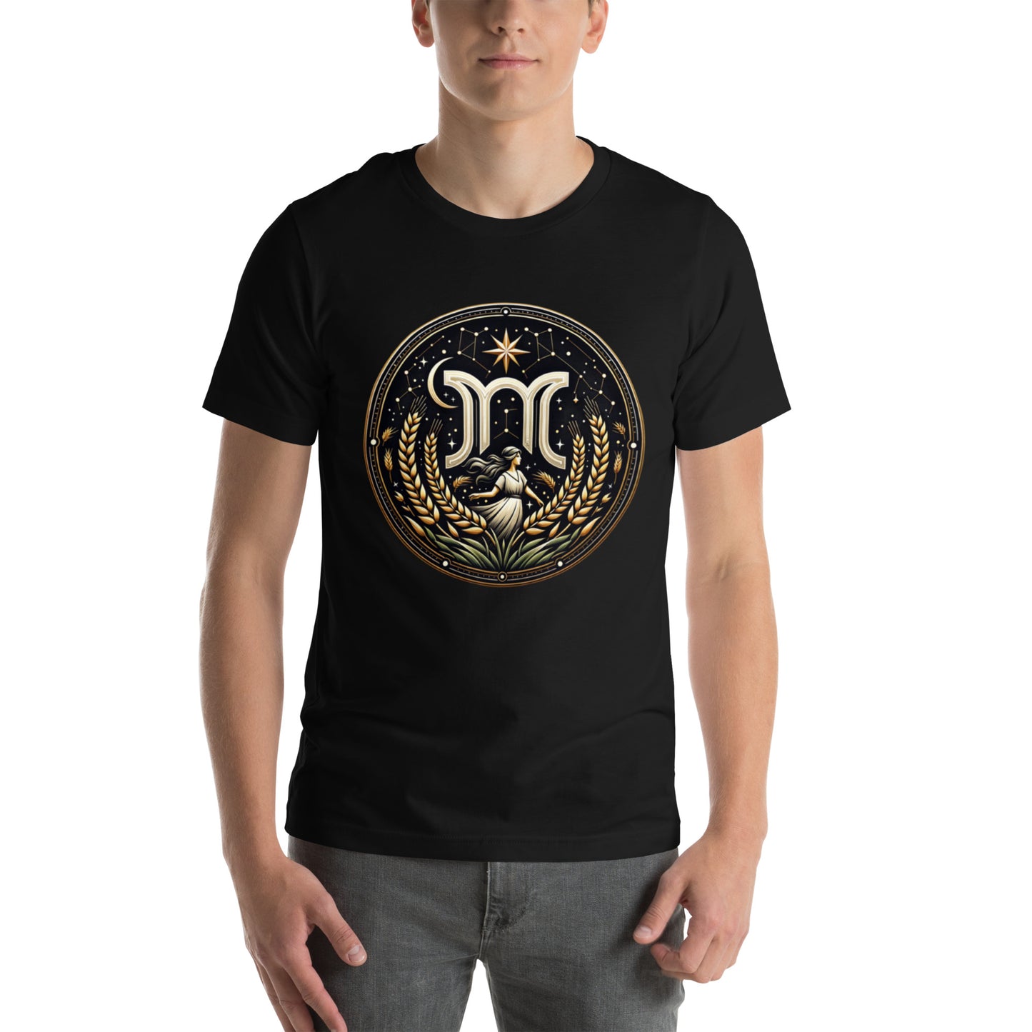 Unisex Virgo's Golden Wheat – Elegance & Wisdom Zodiac T-Shirt