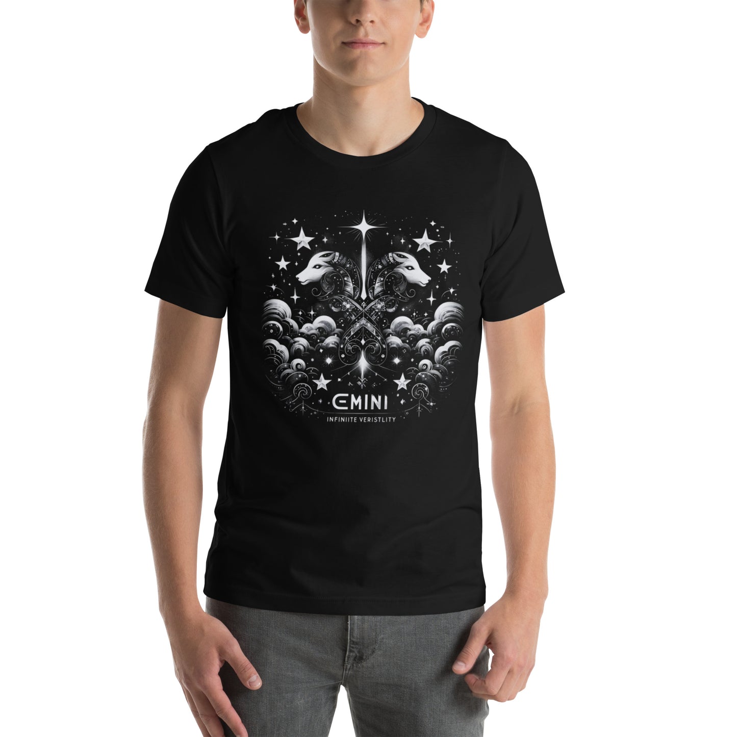 Unisex Infinite Versatility – Gemini Cosmic Harmony T-Shirt