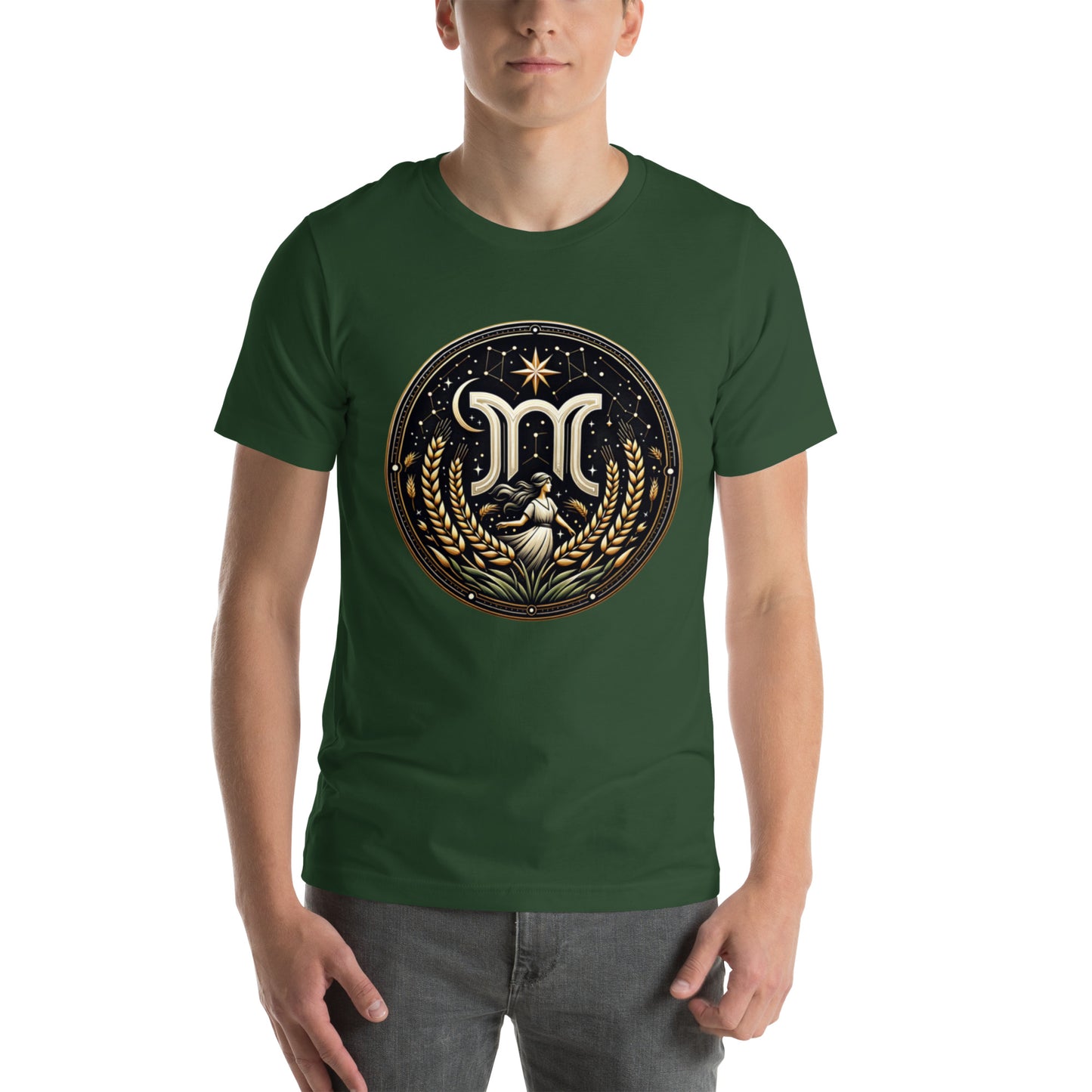 Unisex Virgo's Golden Wheat – Elegance & Wisdom Zodiac T-Shirt