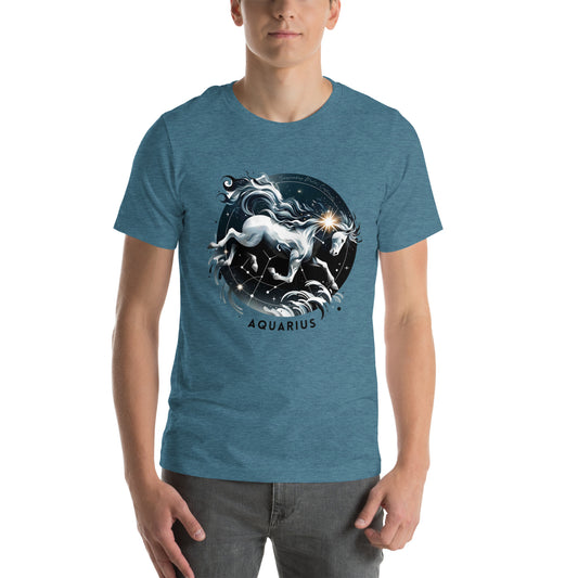 Unisex Aquarius Cosmic Stallion Tee - Embrace the Flow of Innovation