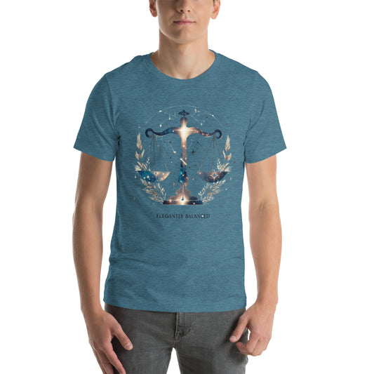 Unisex Libra Constellation T-Shirt - 'Elegantly Balanced' with Starry Scales Design