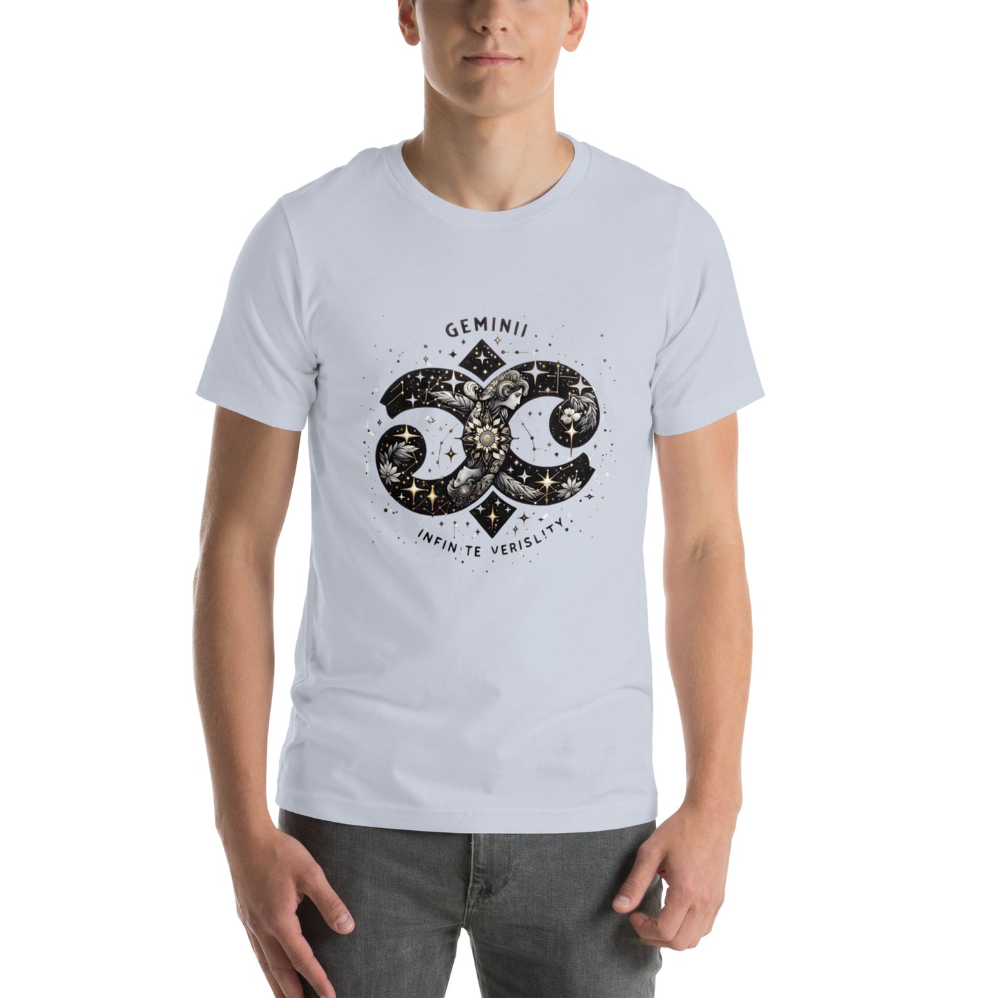 Unisex Galactic Charisma – Gemini Zodiac T-Shirt