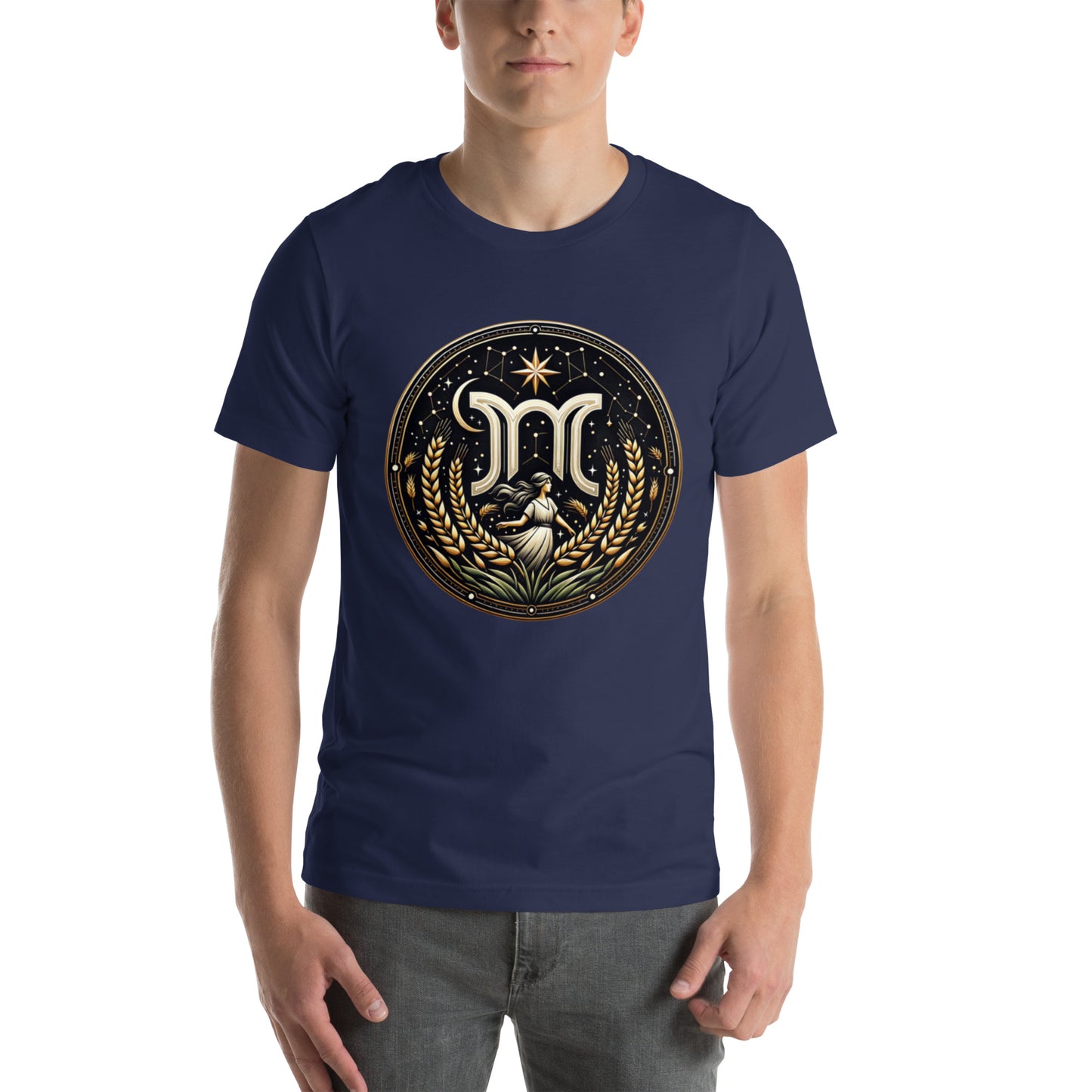 Unisex Virgo's Golden Wheat – Elegance & Wisdom Zodiac T-Shirt