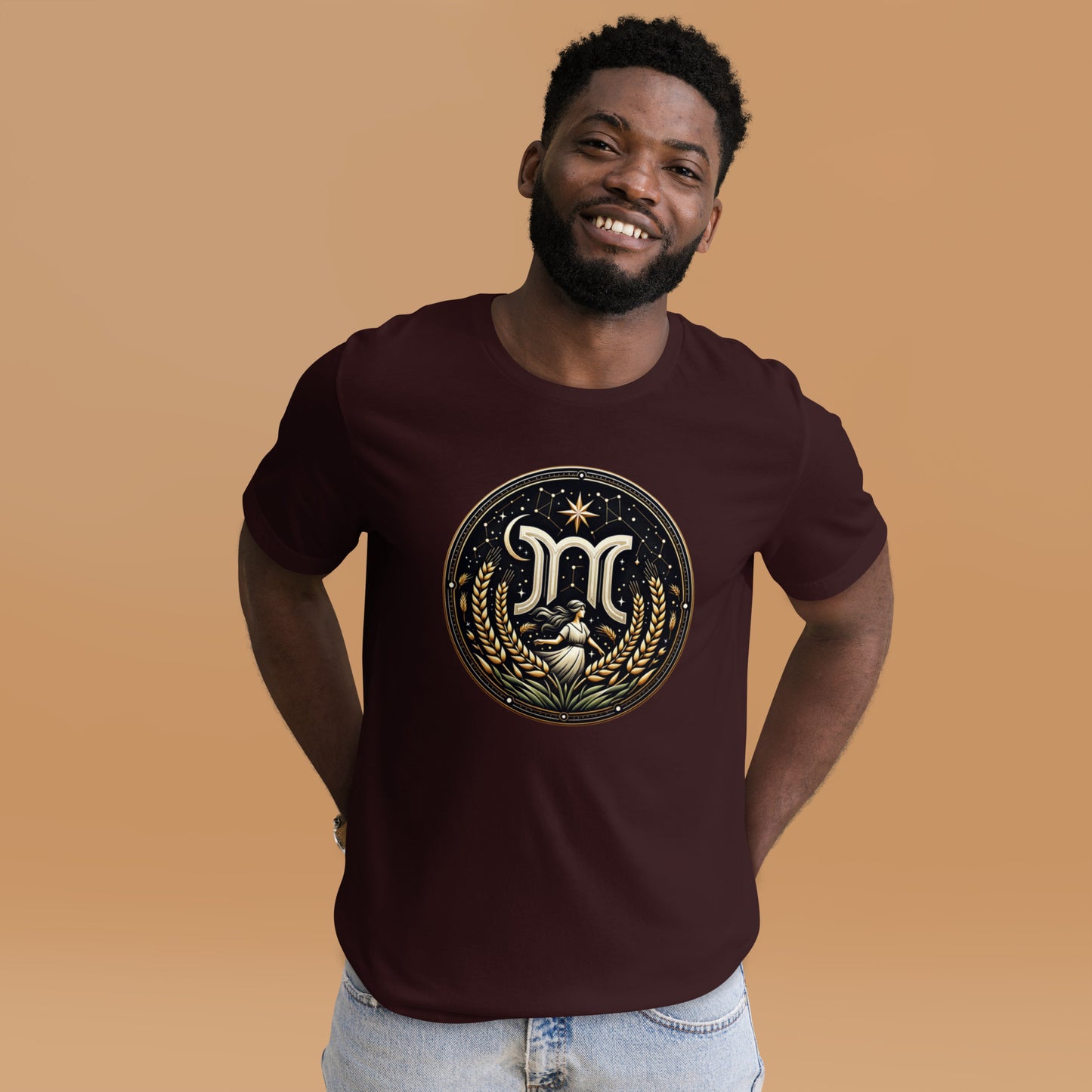 Unisex Virgo's Golden Wheat – Elegance & Wisdom Zodiac T-Shirt