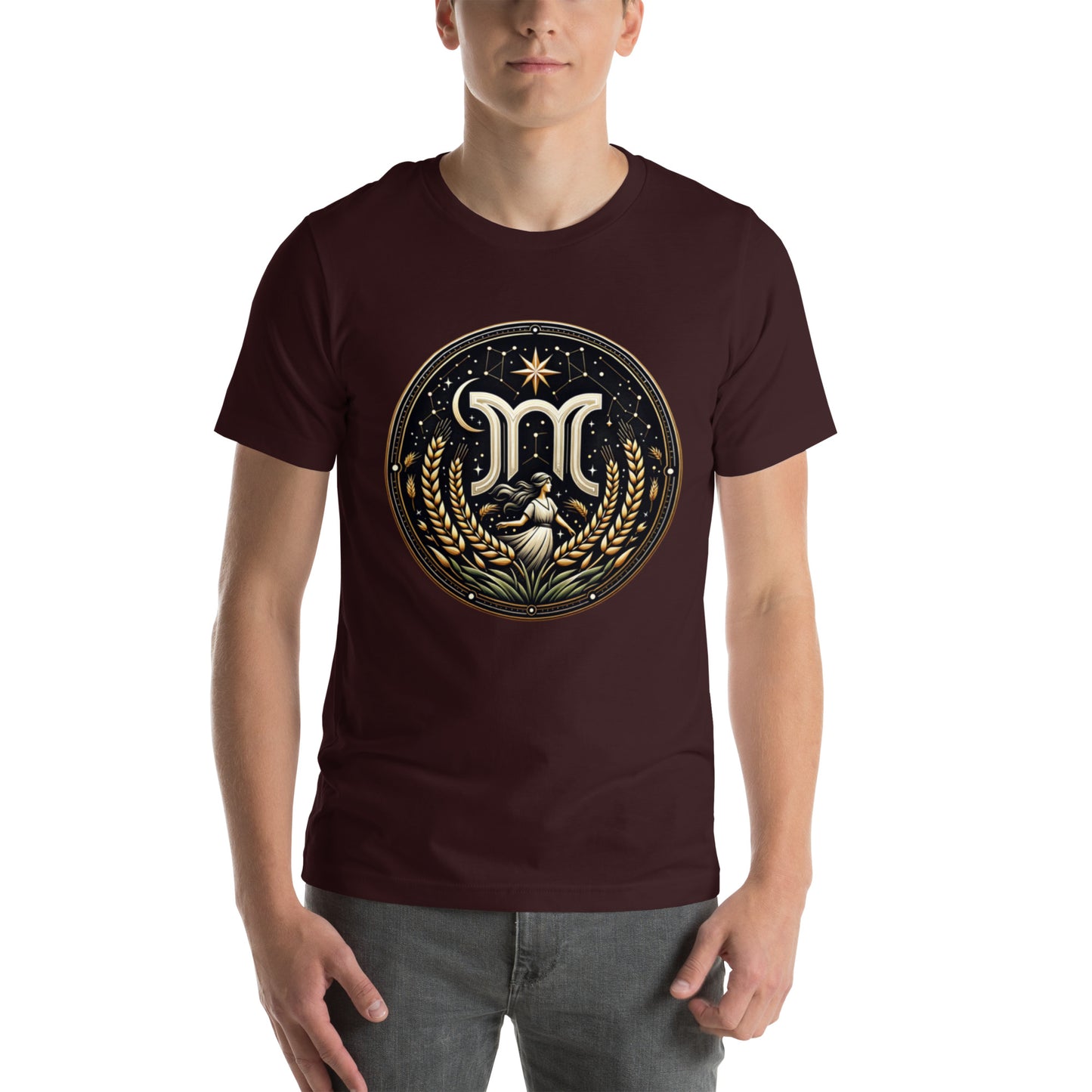 Unisex Virgo's Golden Wheat – Elegance & Wisdom Zodiac T-Shirt