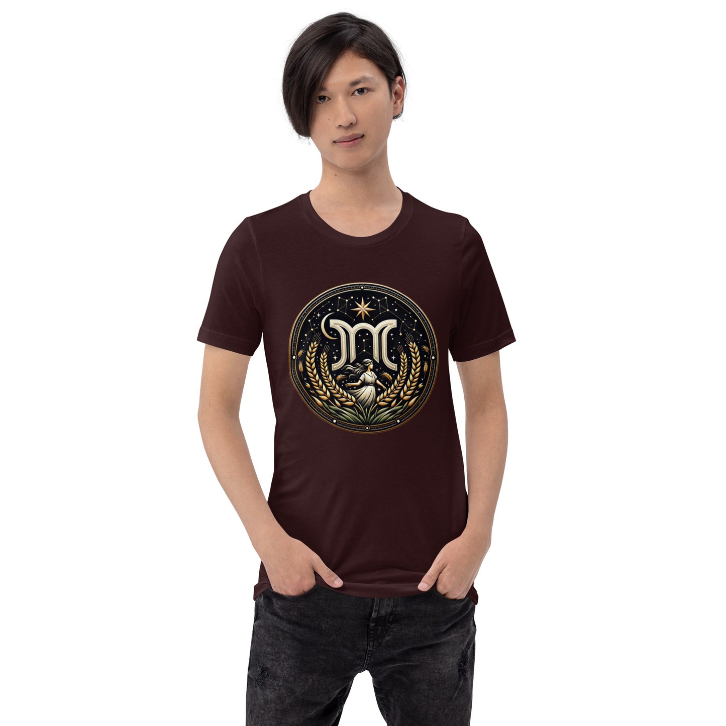 Unisex Virgo's Golden Wheat – Elegance & Wisdom Zodiac T-Shirt