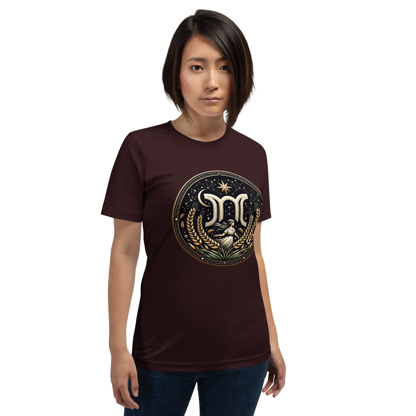 Unisex Virgo's Golden Wheat – Elegance & Wisdom Zodiac T-Shirt