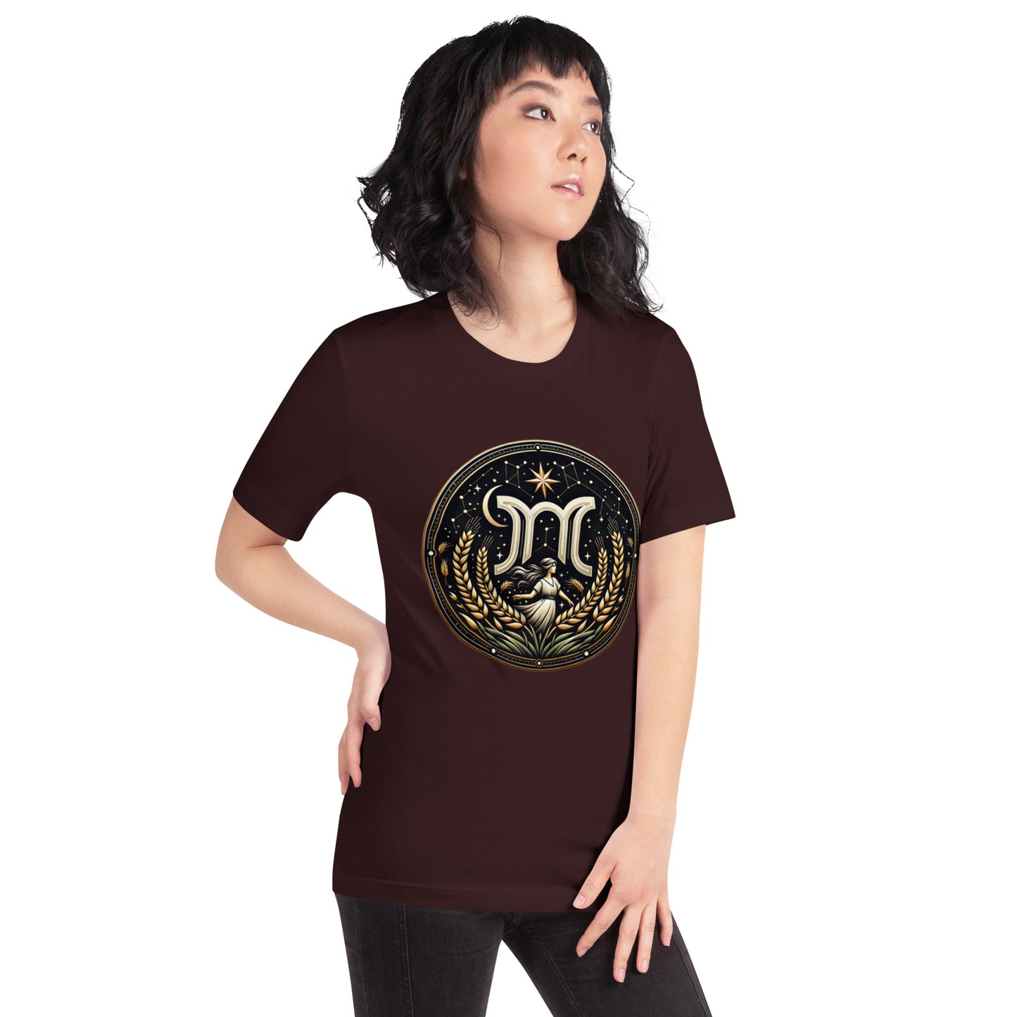 Unisex Virgo's Golden Wheat – Elegance & Wisdom Zodiac T-Shirt