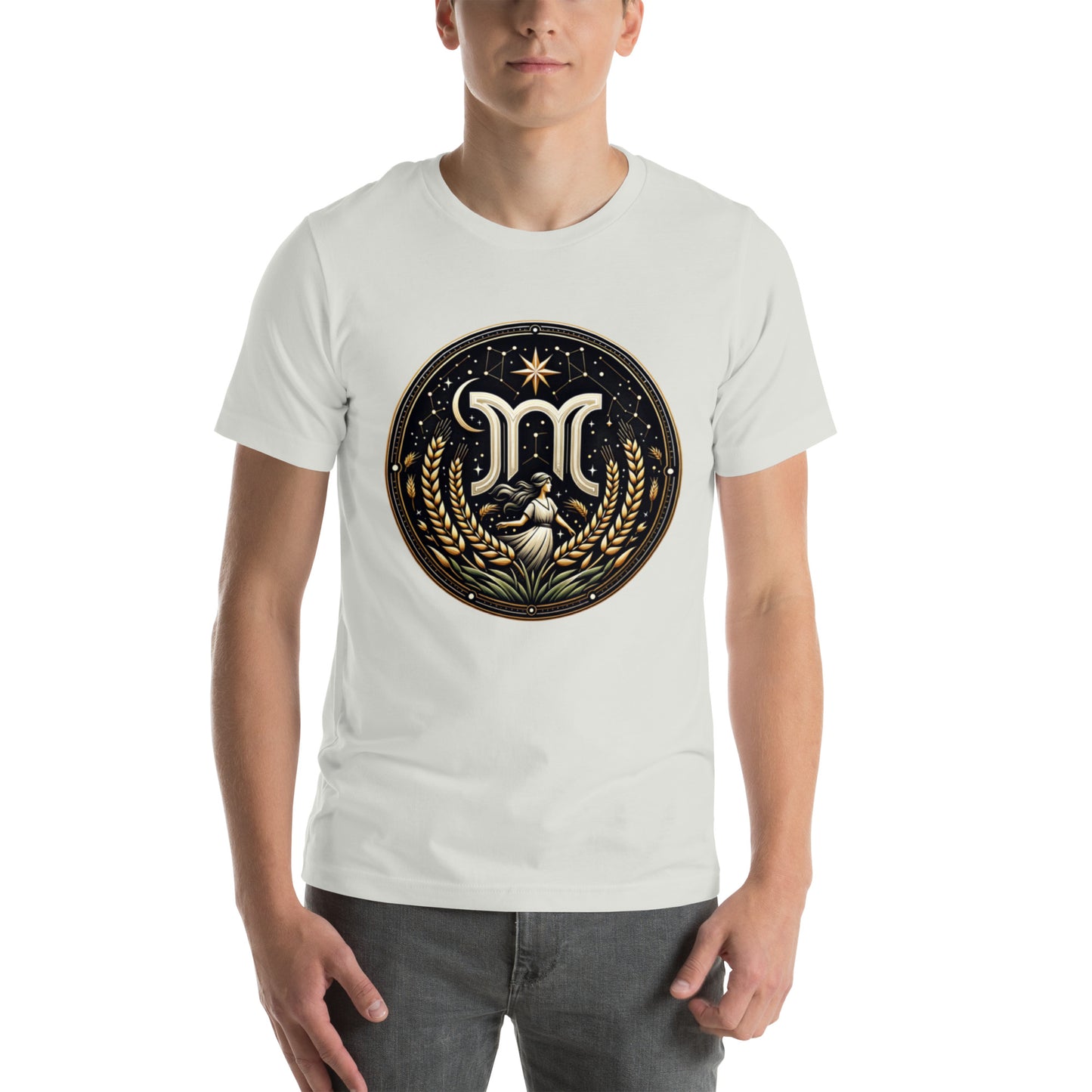 Unisex Virgo's Golden Wheat – Elegance & Wisdom Zodiac T-Shirt