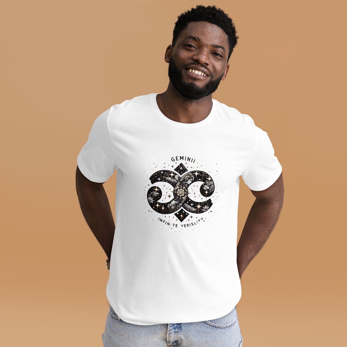 Unisex Galactic Charisma – Gemini Zodiac T-Shirt