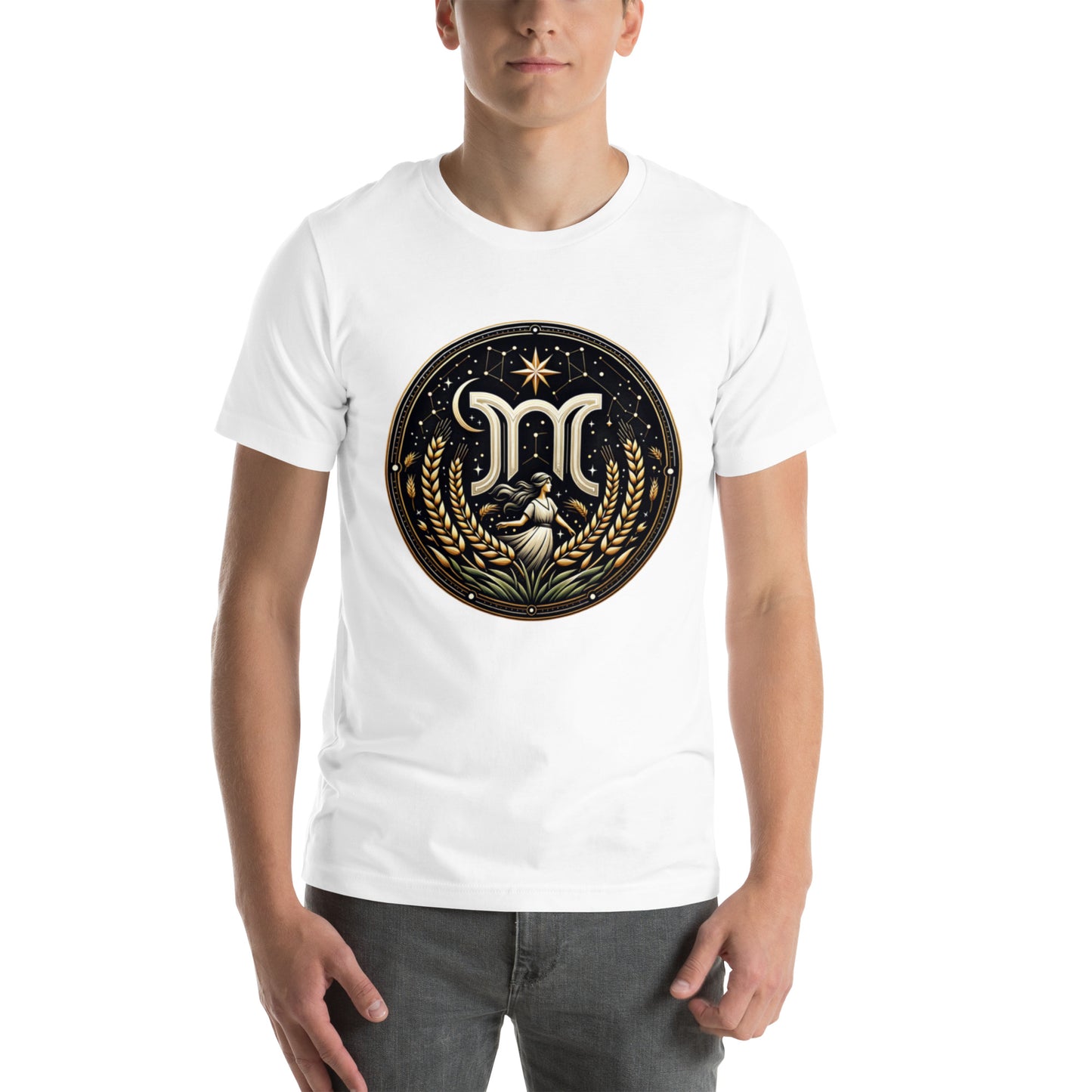 Unisex Virgo's Golden Wheat – Elegance & Wisdom Zodiac T-Shirt