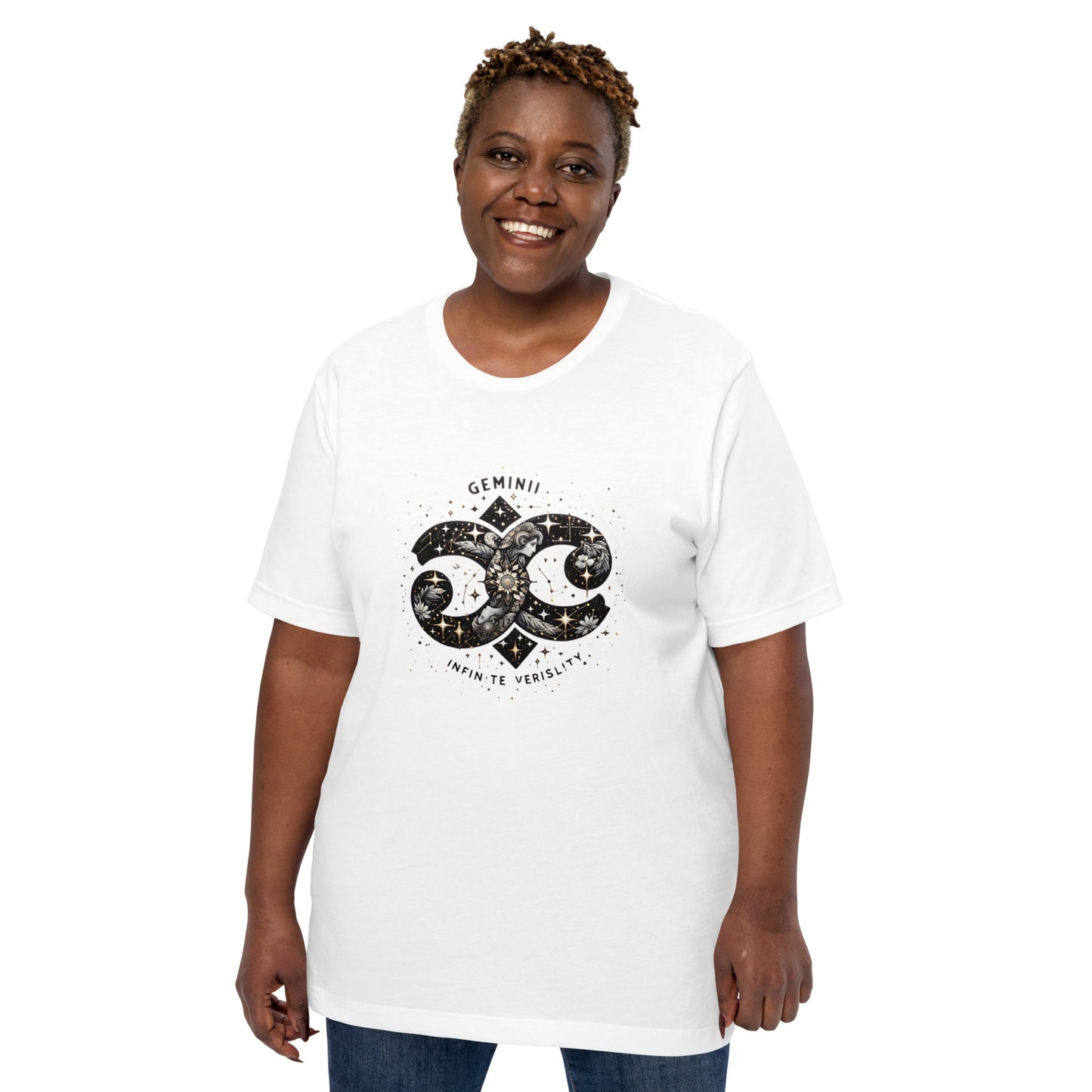 Unisex Galactic Charisma – Gemini Zodiac T-Shirt