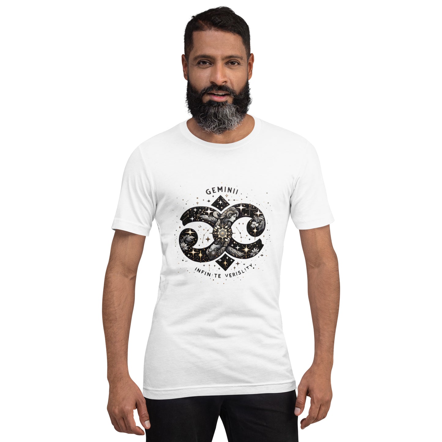 Unisex Galactic Charisma – Gemini Zodiac T-Shirt