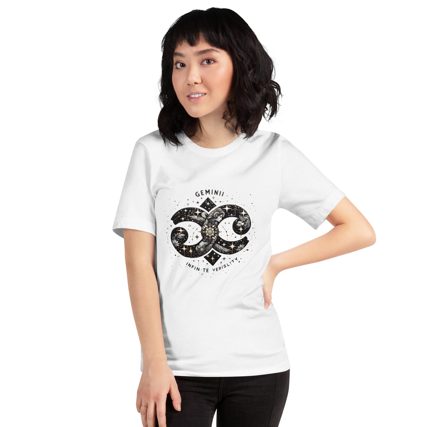 Unisex Galactic Charisma – Gemini Zodiac T-Shirt