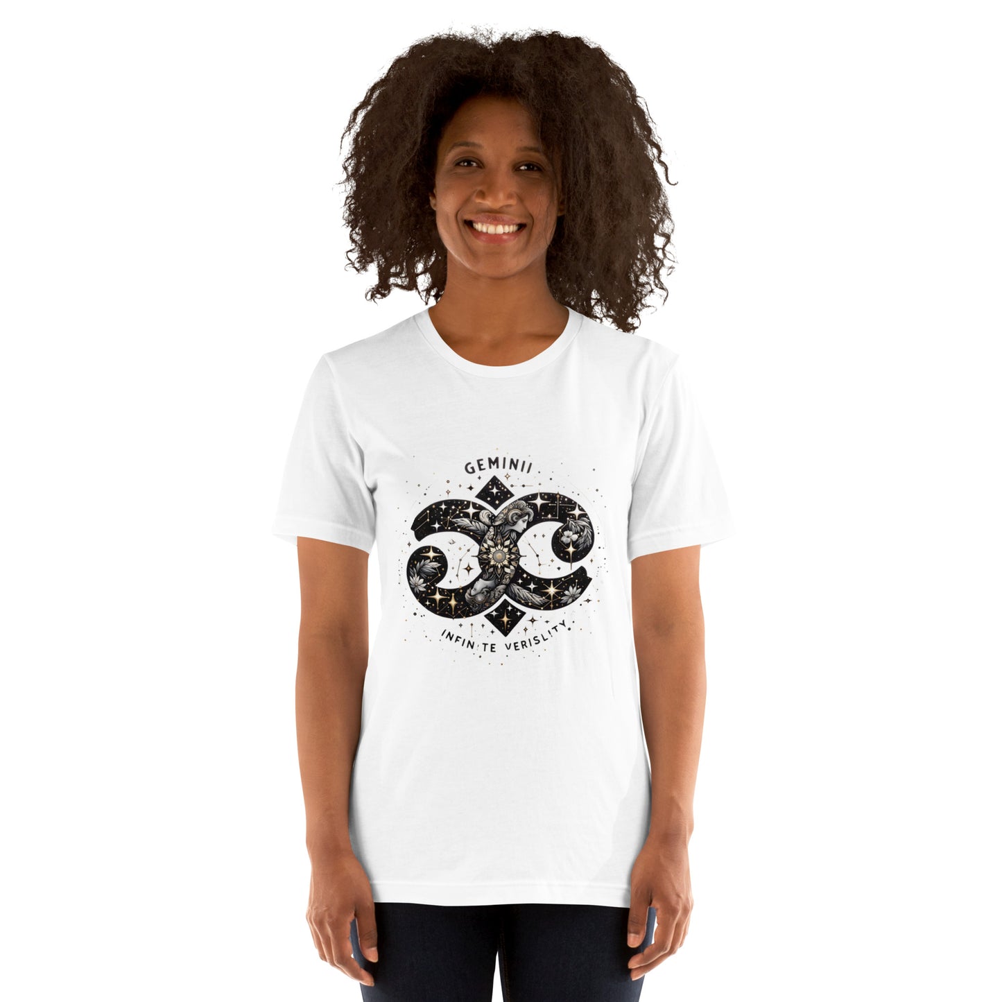 Unisex Galactic Charisma – Gemini Zodiac T-Shirt