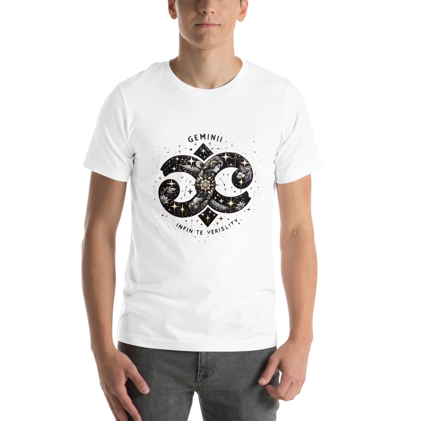 Unisex Galactic Charisma – Gemini Zodiac T-Shirt