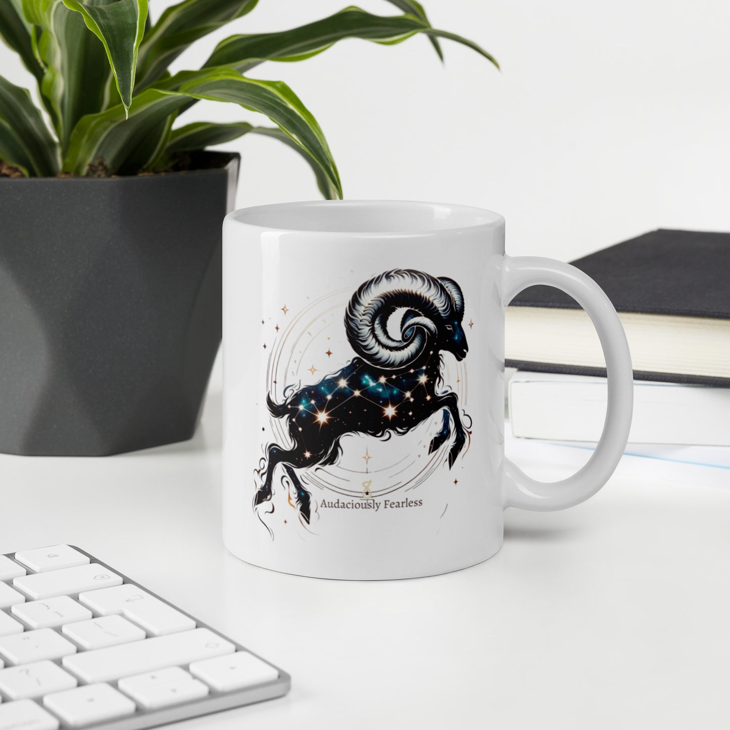 Aries Bold Ram White Glossy Mug