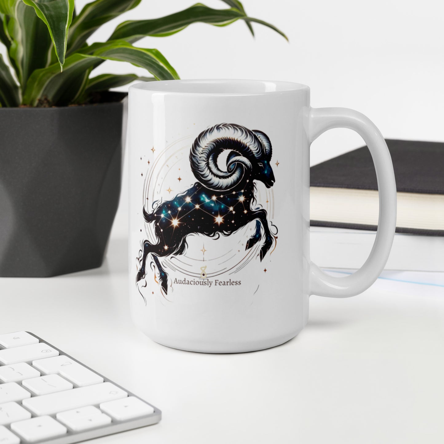 Aries Bold Ram White Glossy Mug